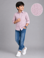 Boys' Stylish Mauve Geometric Print Full Sleeve Shirt
