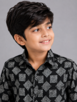 Boys' Stylish Black Geometric Print Casual Shirt - Image 2