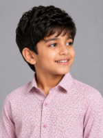 Boys' Stylish Mauve Geometric Print Full Sleeve Shirt - Image 2