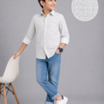 Boy's Modern Geo-Print Casual Button-Down Shirt