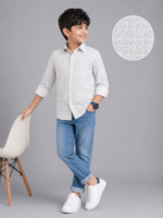 Boy's Modern Geo-Print Casual Button-Down Shirt