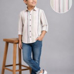 Boys' Pastel Multi-Stripe Button-Down Shirt | Casual Cotton Blend