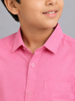 Boys Vibrant Pink Long-Sleeve Cotton Shirt - Image 3