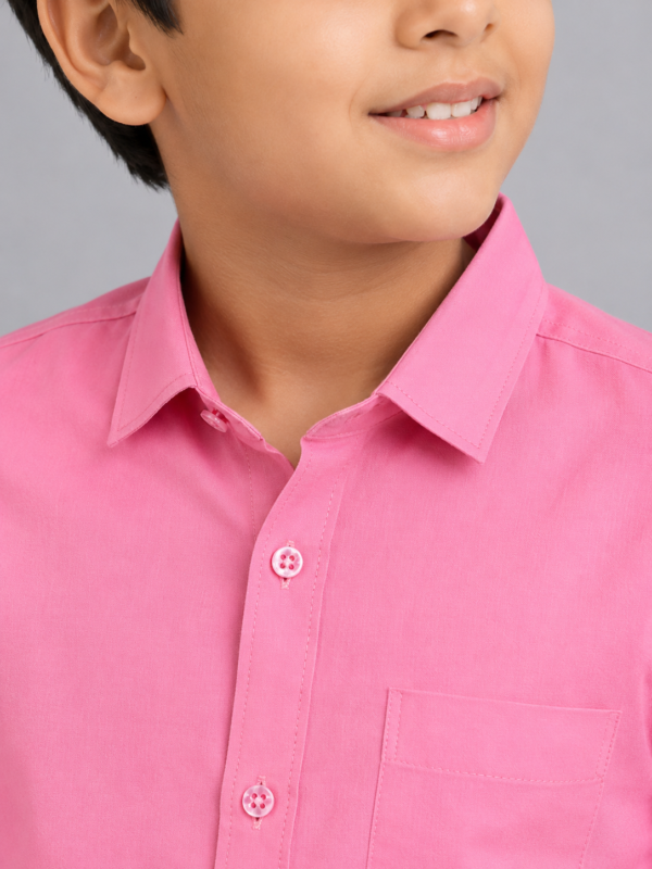 Boys Vibrant Pink Long-Sleeve Cotton Shirt - Image 3