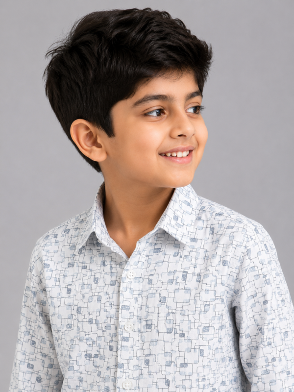 Boy's Stylish Blue Abstract Print Casual Shirt - Image 3