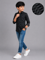 Boys' Dynamic Black Dash Print Long Sleeve Shirt - Image 2