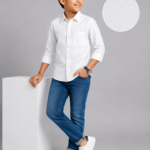 Boys' Classic White Cotton Button-Down Shirt