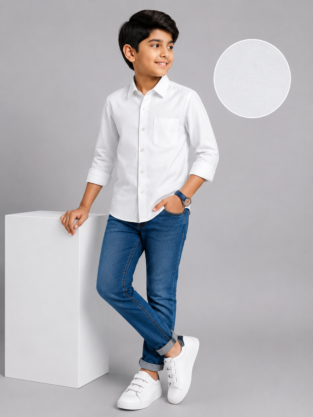 2f2dc5b5-879e-4bbe-8b73-5524b721367b Boys' Classic White Cotton Button-Down Shirt - Image 1