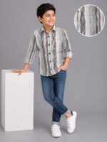 Boy's Modern Textured Stripe Casual Shirt