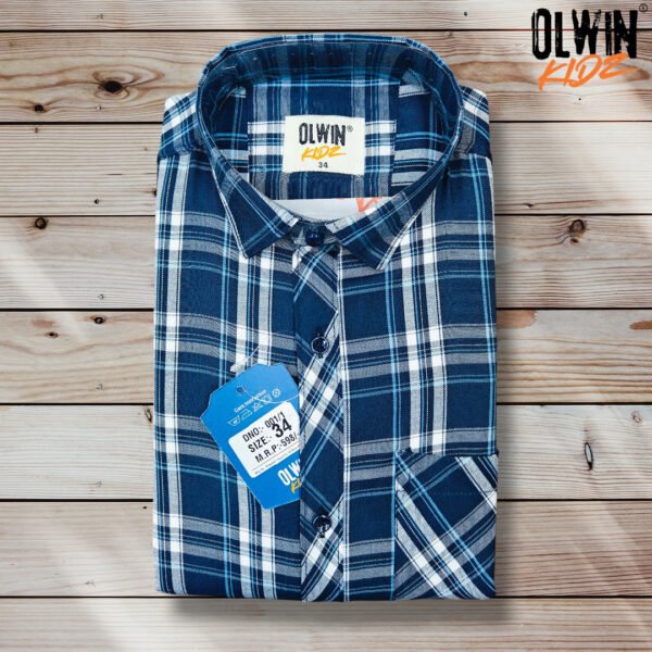 Olwin Kidz Boys' Classic Blue Plaid Long-Sleeve Shirt & Everyday Denim Outfit - Image 3