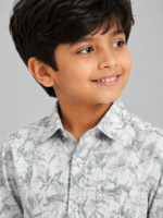 Boys' Sage Leaf Print Cotton Casual Shirt - Image 4