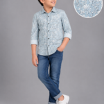 Boys' Aqua Bloom Floral Print Cotton Casual Shirt