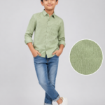 Boys' Sage Green Breathable Linen-Blend Casual Shirt