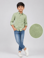 Boys' Sage Green Breathable Linen-Blend Casual Shirt