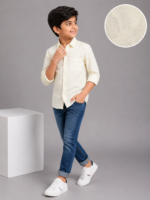 Boys' Sunshine Yellow Linen-Blend Casual Long Sleeve Shirt - Image 2