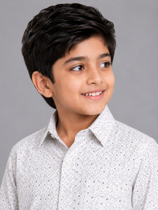 Boy's Modern Geo-Print Casual Button-Down Shirt - Image 3