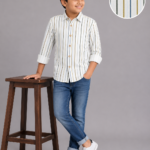 Boys' Smart Casual Multi-Stripe Long Sleeve Cotton Shirt