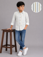Boys' Smart Casual Multi-Stripe Long Sleeve Cotton Shirt