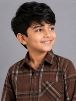 Boys' Stylish Brown Plaid Full Sleeve Casual Shirt - Image 2