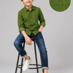 Boys' Juniper Green Patterned Full Sleeve Casual Shirt
