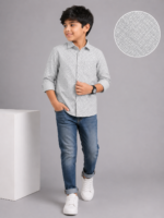 Boys' Urban Grey Geometric Print Casual Shirt - Image 4
