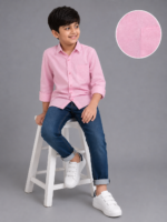 Boys' Charming Pink Textured Casual Long Sleeve Shirt - Image 4