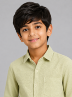 Boys' Sage Green Textured Full Sleeve Casual Shirt - Image 2