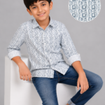 Boys' Modern Geometric Print Long Sleeve Casual Shirt
