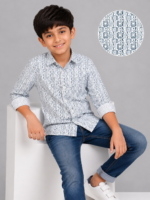 Boys' Modern Geometric Print Long Sleeve Casual Shirt