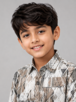 Boy's Modern Geometric Print Casual Shirt - Earth Tone Diamonds - Image 2