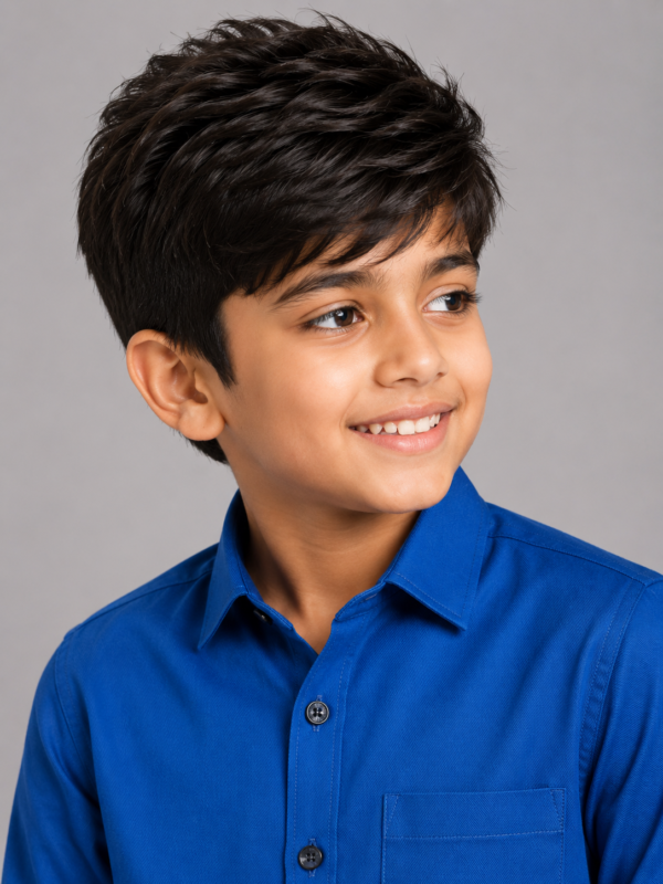 Boys' Vibrant Blue Long Sleeve Button-Down Shirt - Image 2