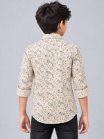 Boys' Blue Paisley Print Casual Long Sleeve Cotton Shirt - Image 4