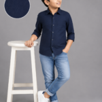 Boys' Classic Navy Blue Full Sleeve Casual Shirt