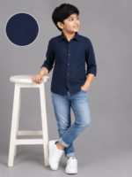 Boys' Classic Navy Blue Full Sleeve Casual Shirt
