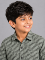 Boy's Sage Green Abstract Print Full Sleeve Casual Shirt - Image 2