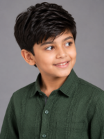 Boys' Forest Green Textured Casual Shirt - Image 2