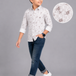 Boys' Modern Floral Print Long Sleeve Button-Down Shirt