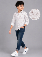 Boys' Modern Floral Print Long Sleeve Button-Down Shirt