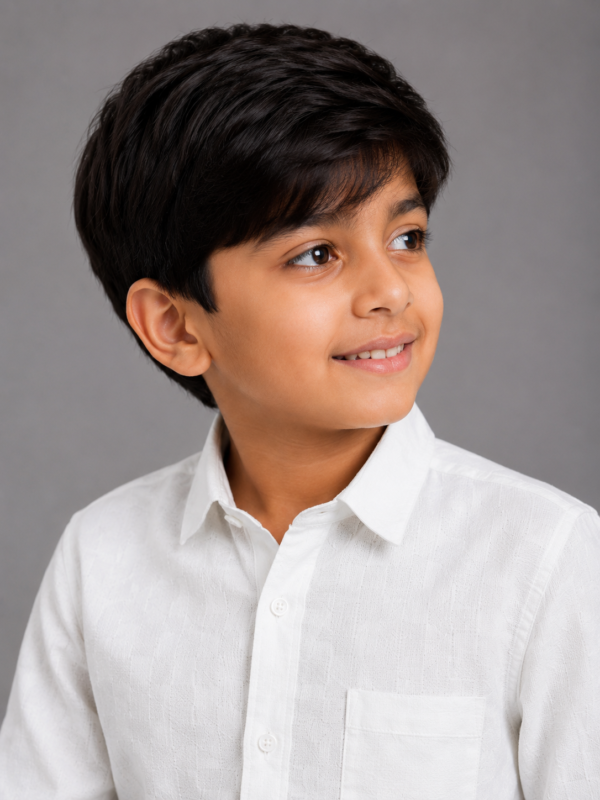 Boys' Premium White Textured Button-Down Shirt - Image 2