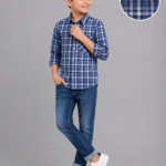 Classic Blue & White Plaid Boy's Full Sleeve Shirt