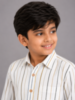 Boys' Smart Casual Multi-Stripe Long Sleeve Cotton Shirt - Image 3