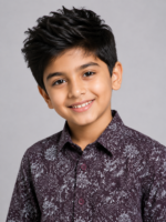 Boys' Trendy Plum Abstract Floral Print Full Sleeve Shirt - Image 2