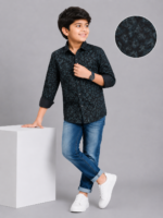 Boys' Premium Dark Paisley Print Button-Down Shirt - Image 2