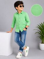 Boys Solid Mint Green Cotton Casual Shirt