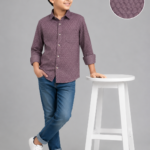 Boys' Plum Textured Full Sleeve Casual Shirt - Stylish & Comfortable