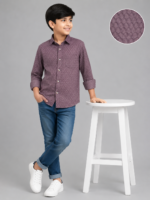 Boys' Plum Textured Full Sleeve Casual Shirt - Stylish & Comfortable