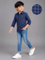 Boys' Dynamic Navy Plaid Long Sleeve Casual Shirt - Image 3