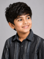 Boys' Charcoal & Blue Vertical Stripe Button-Down Casual Shirt - Image 3