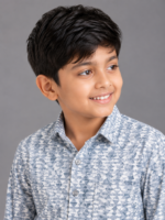 Boys' Blue Grey Geometric Print Full Sleeve Casual Shirt - Image 2
