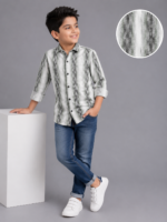 Boys' Trendy Abstract Stripe Full-Sleeve Casual Shirt